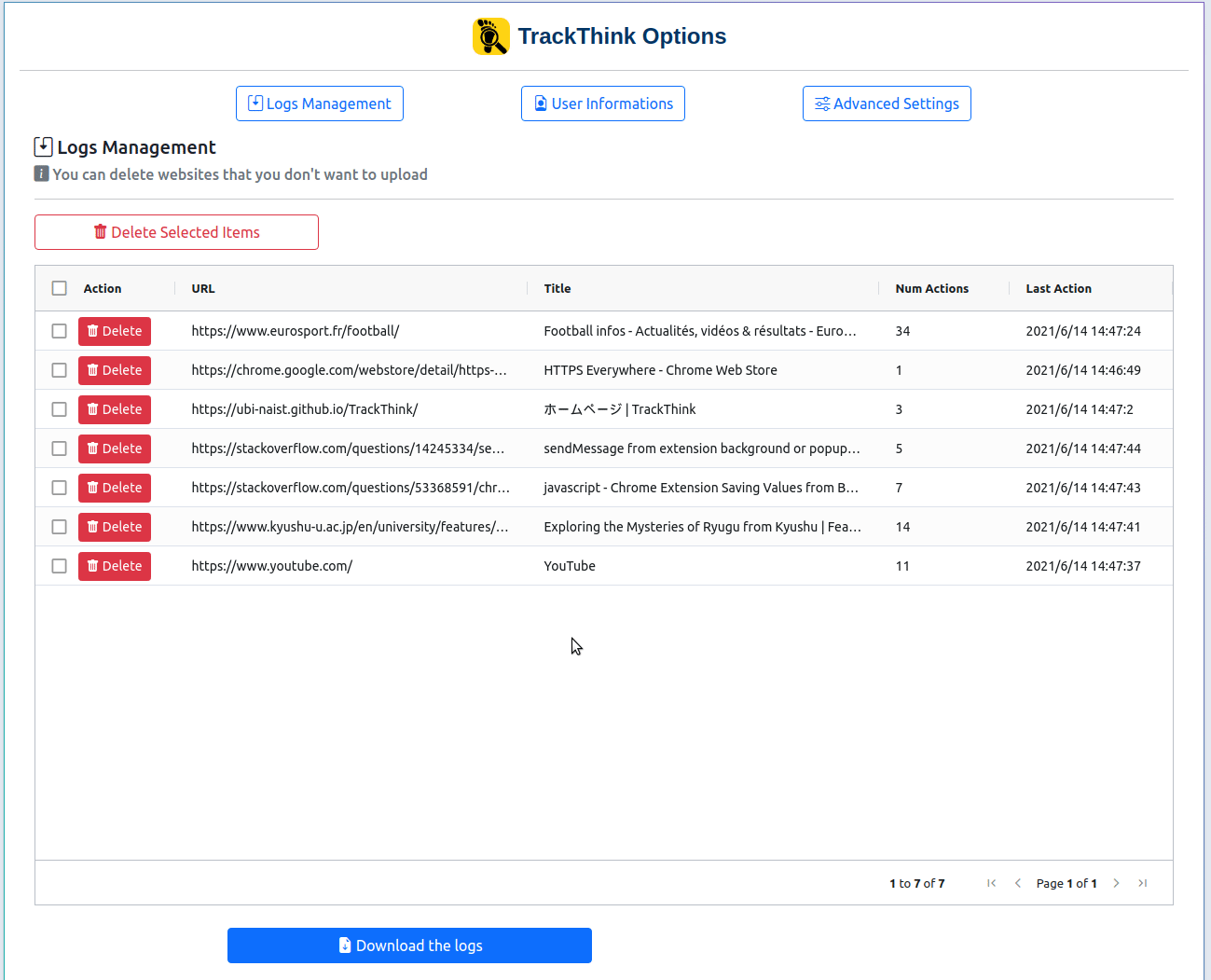 Filter and delete logs